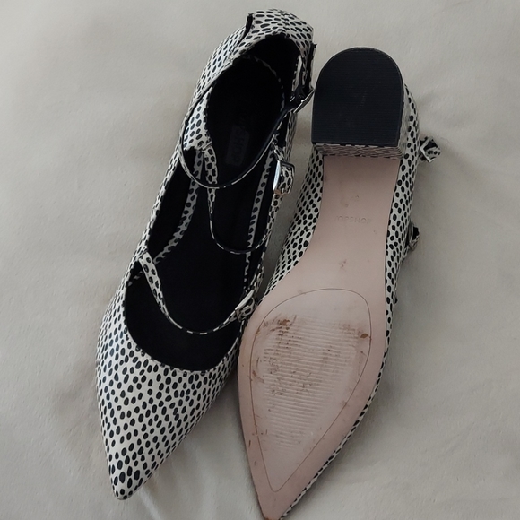 Black/white polka dot shoes with 3 straps - Picture 3 of 8